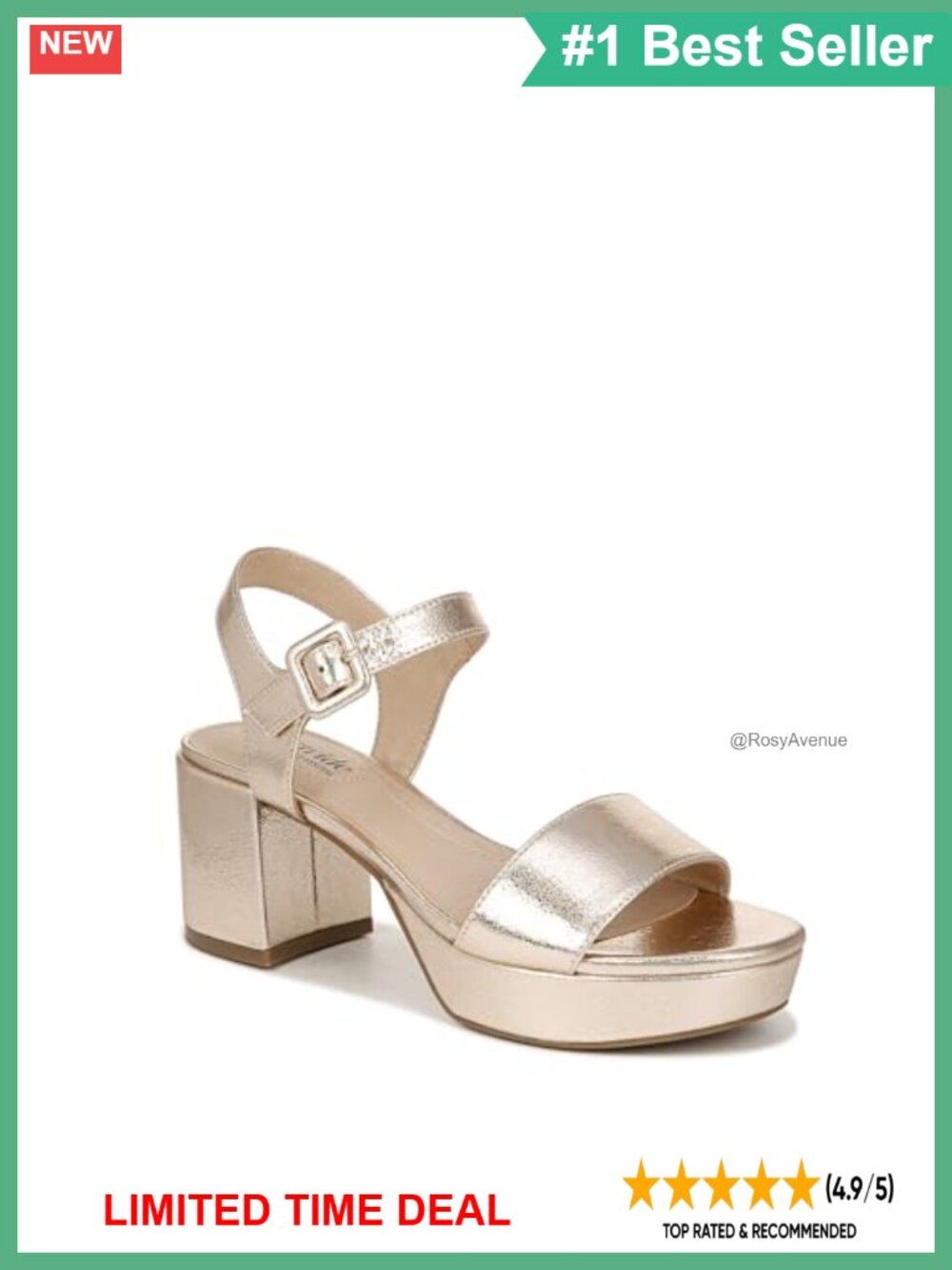 LifeStride Rhythmn Strappy Platform Sandals Faux Leather Buckle Casual